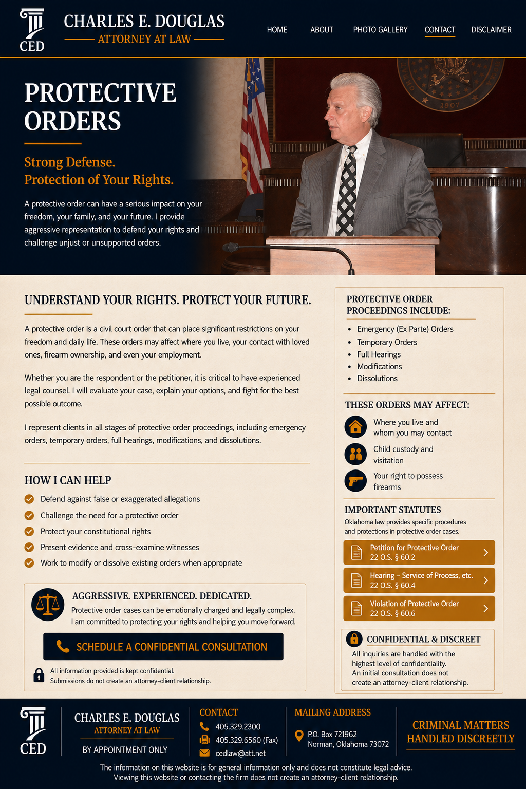 Approved Protective Orders page